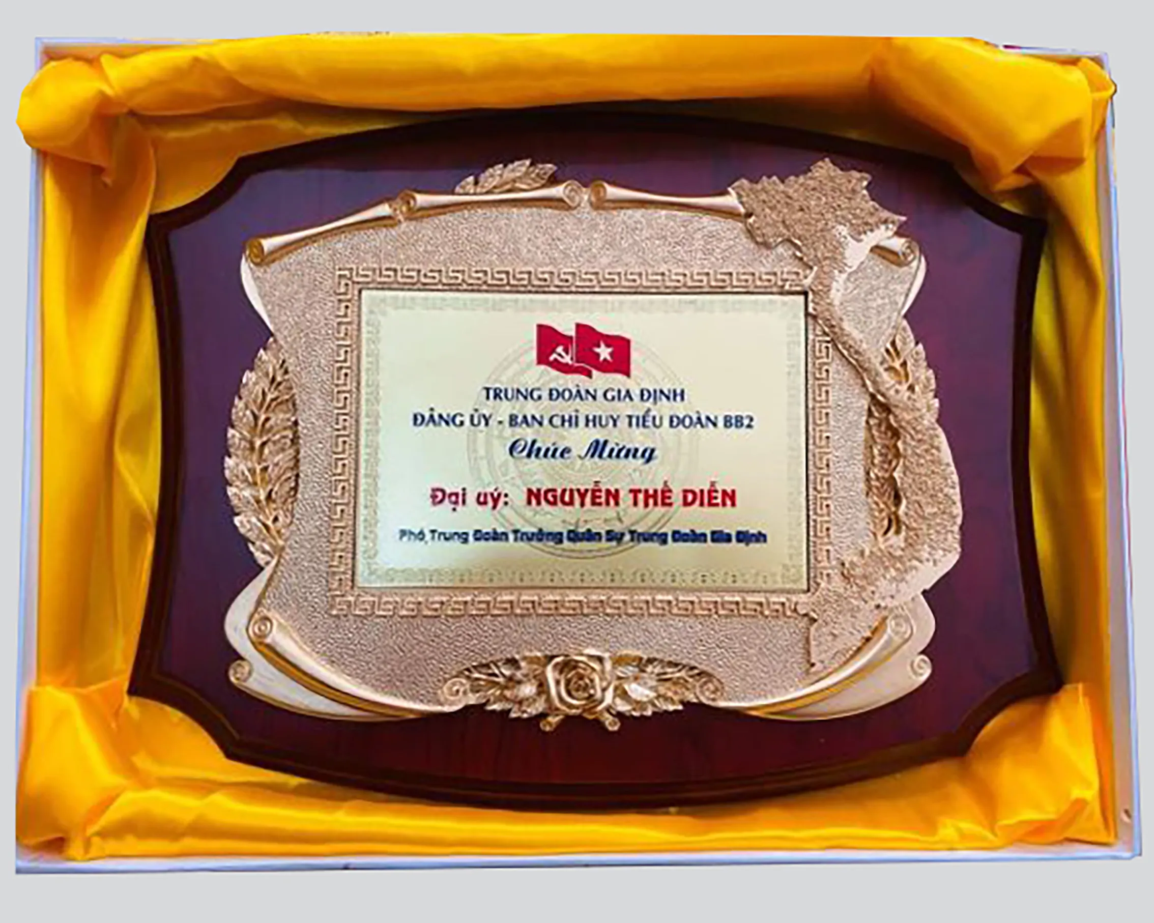 Kỷ niệm chương gỗ đồng 01 (27x33cm)
