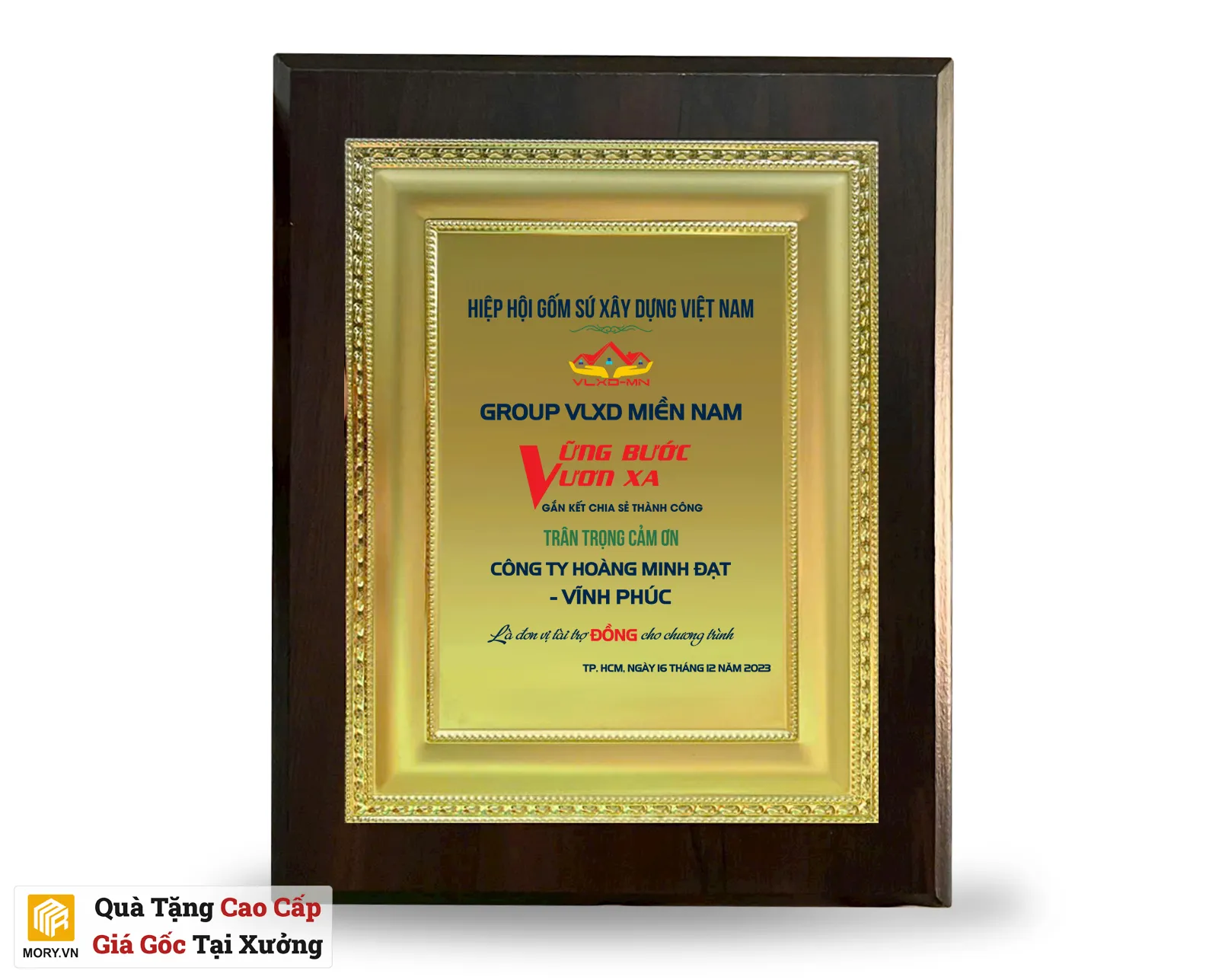 Kỷ niệm chương gỗ đồng 10 (phôi đứng)