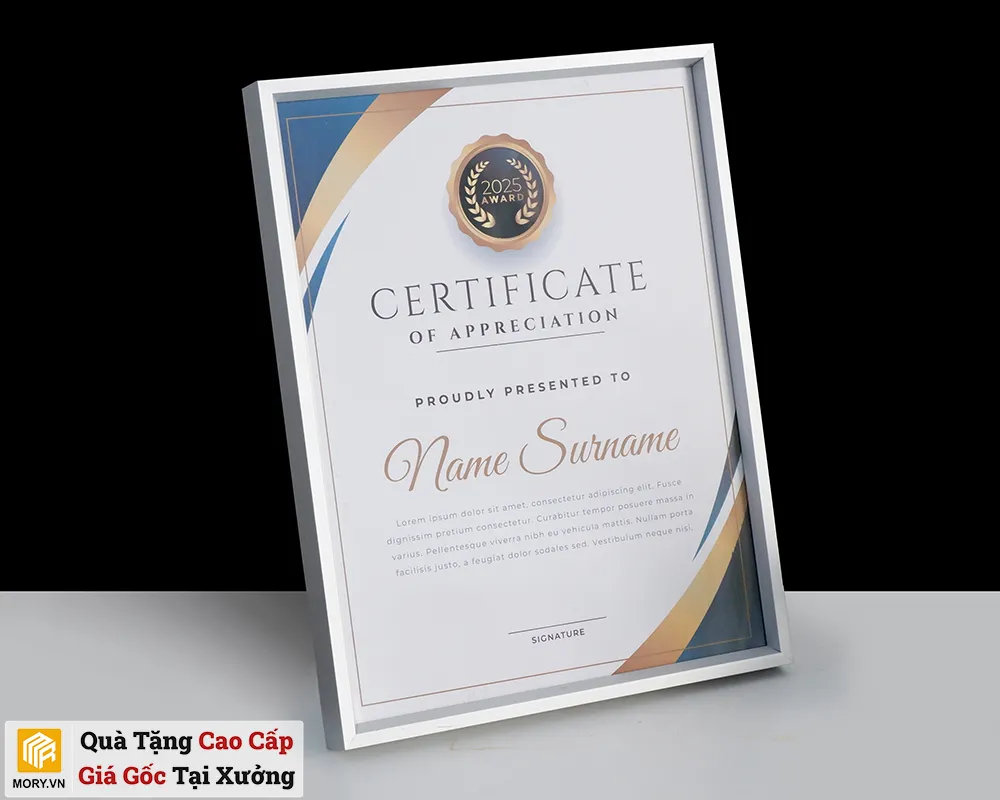 Bằng khen, Bảng vinh danh kim loại (Màu bạc)